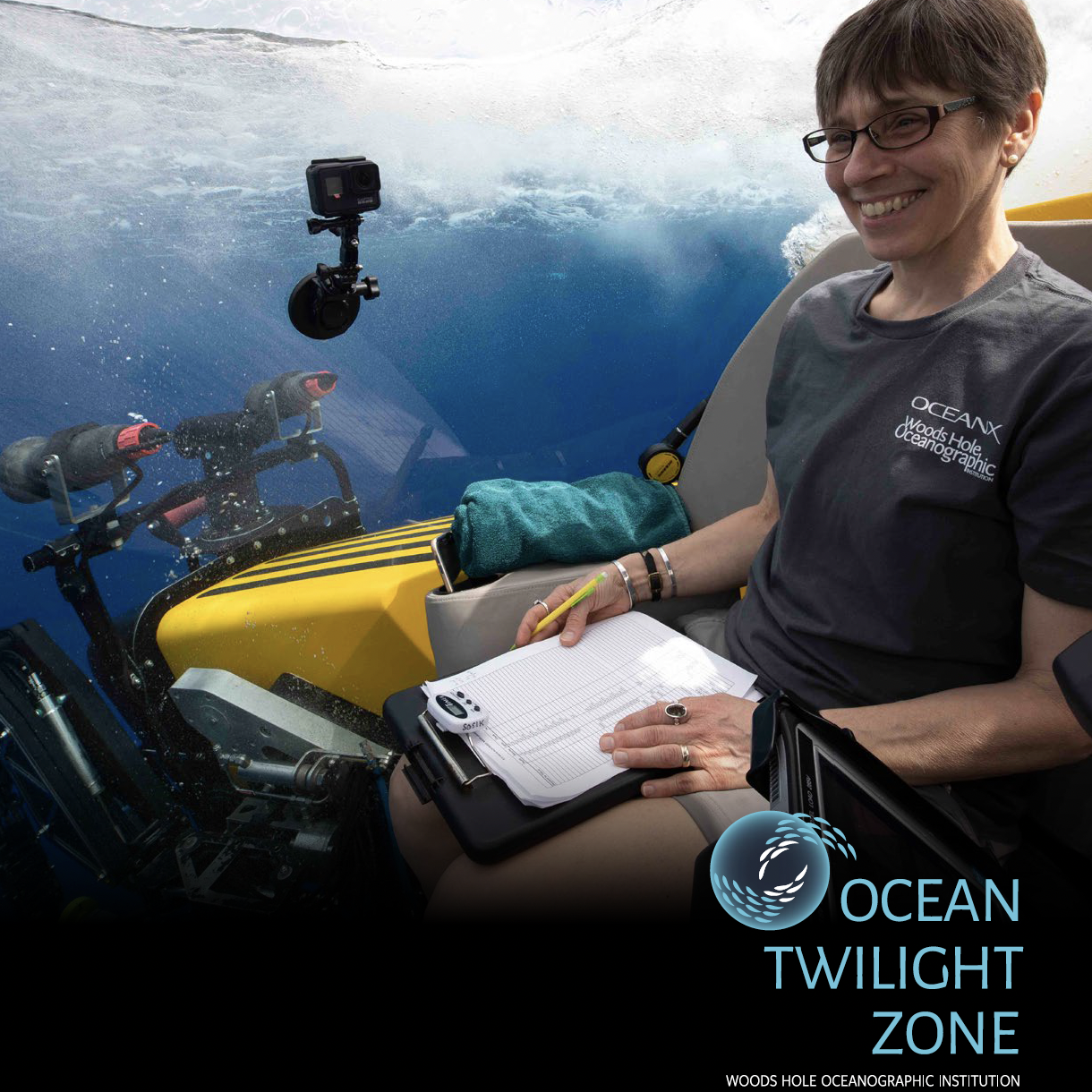 Final Report Cover, Heidi Sosik in a submersible desending to the twilight zone